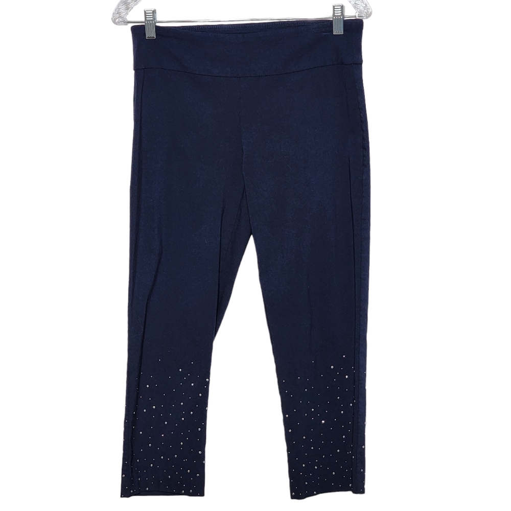 Attyre Navy Blue Embellished Capris, Size 6